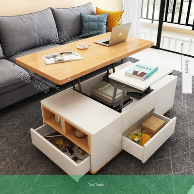 Folding Lift Coffee Table Dining Table Simple Multifunctional Storage Foldable Table With Wheels