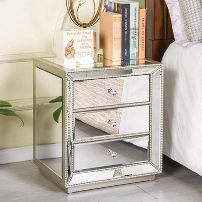 European Bedroom Bedside Table Modern Simple Mini Family Bedside Cabinets Light Luxury Mirror Glass