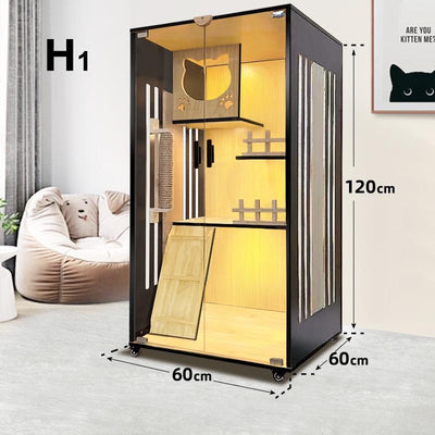 Super Large Cat Villa Cage Luxury Cat House With 3C Glass Door