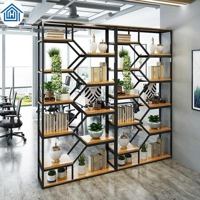 💚 Living Office Wrought Iron Bookshelf Room Floor Screen Simple Multi-layer Partition Wall Shelf 💚