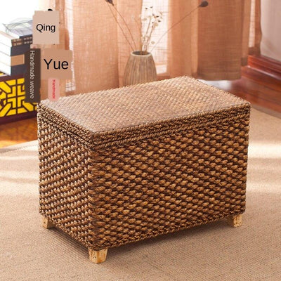 Rattan-made Low Balcony Bench Sofa Straw-made Household Seat Pier Small Round Stool Tatami Chair