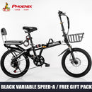 Phoenix Foldable Bicycle 7-speed Variable Speed Folding Bike High Carbon Steel Double Disc Brake