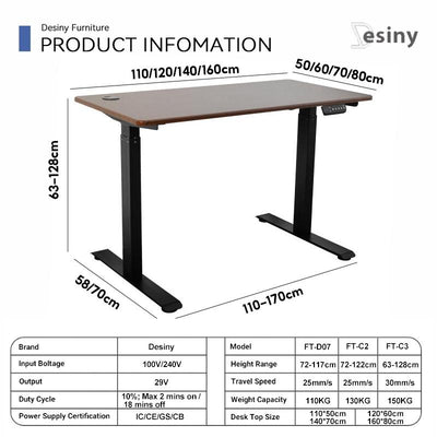 Desiny Electric Height Adjustable Table Standing Alarm Standing Desk Voice Control Computer Table