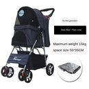 Foldable Pet Stroller Dog Detachable Cart with 4 Wheels