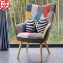 Nordic American Armchair Modern Simple Leisure Balcony Bedroom Hotel Fabric Solid Wood Chair Small