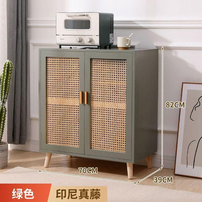 GC Kitchen Cabinet Storage Rattan Cabinet Solid Wood Household Wall Integrated Rattan Cabinet