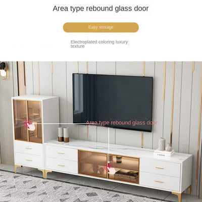 SENBIJU TV Cabinet Nordic Coffee Table Combination Gloss Tempered Glass Living Room Tv Console