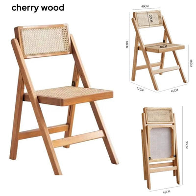 Nordic Rattan Chair Solid Wood Dining Chair Study Chairs Balcony Handmade Portable Chair Design