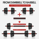 Adjustable Dumbbell Set Weight 10/15/20/30kg Barbell With Rubber Coated Foam Connector Home Fitness