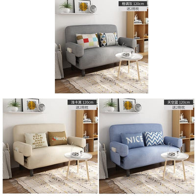 Modern Foldable Single Fabric Sofa Bed Small Apartment Home Living Room Lazy Multifunctional Sofa