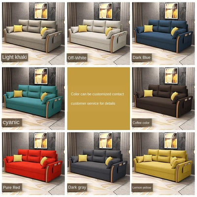 Multi-functional Foldable Solid Wood Sofa Bed Dual-purpose Economical Single Small Apartment Double