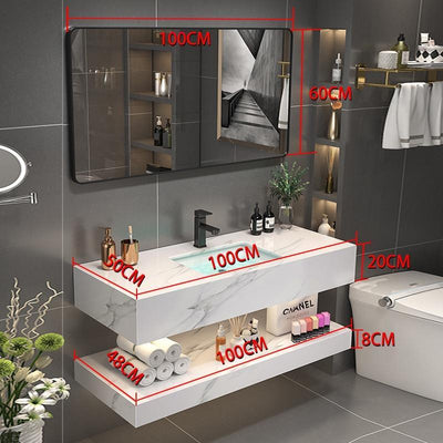 Zcm Modern Simple Bathroom Cabinet Combination Bathroom Set Bathroom Marble Wash Stand Wash Basin