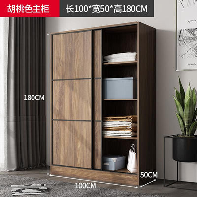 Solid 2021 with Wood Wardrobe Sliding Door Modern Simple Rental House Small Coat Cabinet Family