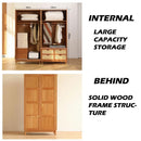 Koala Japanese Style Solid Wood Wardrobe Home Bedroom Wicker Sliding Door Wardrobe Flat Simple Large