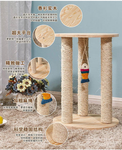 Sisal Condo Climbing Frame Cat Grabbing Board Solid Wood Tree Platform Nest Toys Cat Supplies