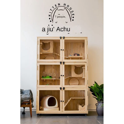 Cat Cage Family Indoor Cat Nest Solid Wood Cat Villa Luxury Cat House Cat Cabinet Cat House