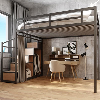 Loft Bed Frame Iron Bed Loft Bed Thickened Reinforced Material Loft Bed Apartment Student Dormitory