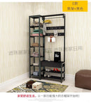 New Bedroom Rack Floor Coat Room Corner Open Simple Iron Hanger Wooden Hanging Wardrobe Combination