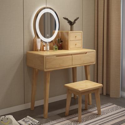 Orange Nordic Solid Wood Dressing Table with Light and Mirror Integrated Modern Simple Small Bedroom