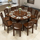 All Solid Wood and Chair Combination Round Telescopic Folding Modern Simple Dining Table Household