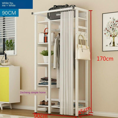 Clothes Rack Shoe Curtain With Family Clothes Rack Plus Wide Wardrobe Bedroom Multi-functional