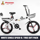 Phoenix Foldable Bicycle 7-speed Variable Speed Folding Bike High Carbon Steel Double Disc Brake