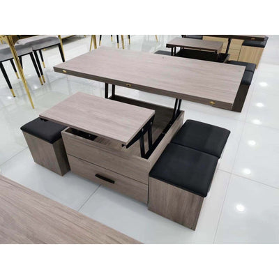 Multifunctional Lifting Foldable Coffee Table Lift With 4 Stools Small Family Creative Dining Table