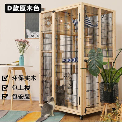 Cat Villa Qiyou Villa Solid Wood Oversized Three-layer Four-layer Cabinet House Wooden Pet Breeding