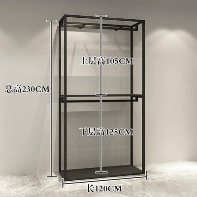 Clothing store display rack double decker men's and women's clothing store shelves thickened iron