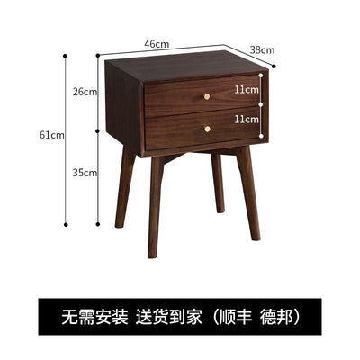 SHANJIE Shang Goods Table Simple Modern Solid Wood Fashion Two Draw Nordic Bedside Bedroom Small