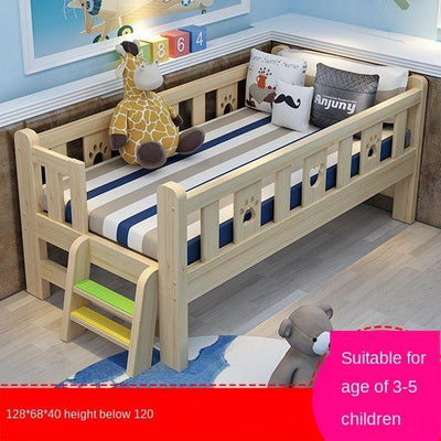 Solid Wood Baby Bed Baby Cot Boy Single Bed Girl Princess Bedside Bed Widened Small Bed With Rails