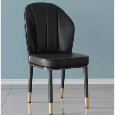 DF Leather Dining Chair Waterproof Nordic Chair With Gold Legs Wear-resistant Iron Stool Backrest