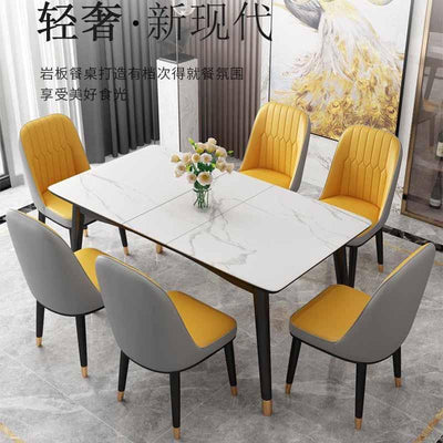 【High Quality】Dining Table Set Sintered Stone Table Set Extendable Marble Table Foldable Friction