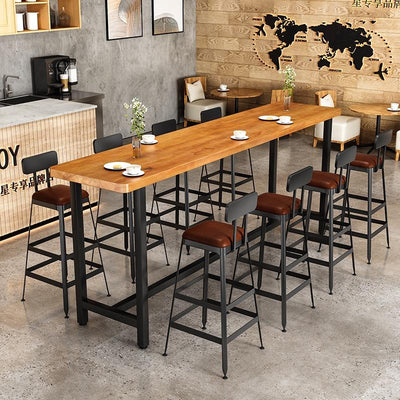 Bar Table Solid Wood High Foot Nordic Bar Table and Chair Iron Leisure Milk Tea Shop Bar Clear Bar