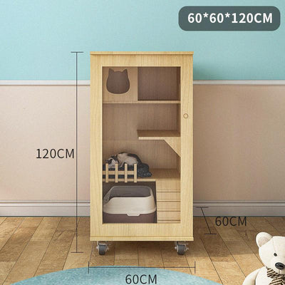 Home Solid Wood Cage Cabinet Villa Apartment Climbing Rack Luxury Large Space Nest Cat House