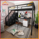 Iron Loft Bed Multifunctional Bedroom Space Saving Iron Frame Bed