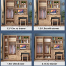 Kinbolee Wardrobe With Table Solid Wood Wardrobe Combination For Bedroom Small-family Furniture