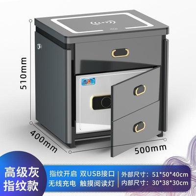 YICHANG Smart Bedside Table With Safe Box Bedside Cabinet With Safe Box Fingerprint Light / USB