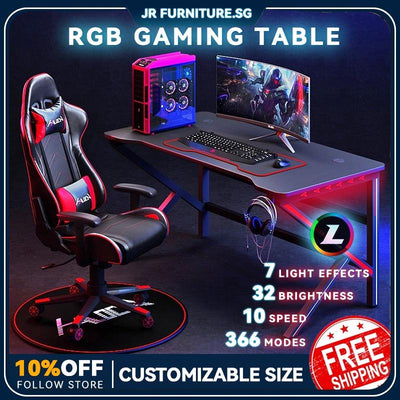 【2022 NEW】E-sports Gaming Table Computer Table With RGB Lighting Home Ergonomic Study Table Study