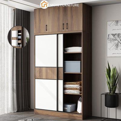 Wardrobe Nordic Bedroom Solid Wood Modern 2021 Simple Push-door Small-family Collection Large