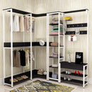 New Bedroom Rack Floor Coat Room Corner Open Simple Iron Hanger Wooden Hanging Wardrobe Combination