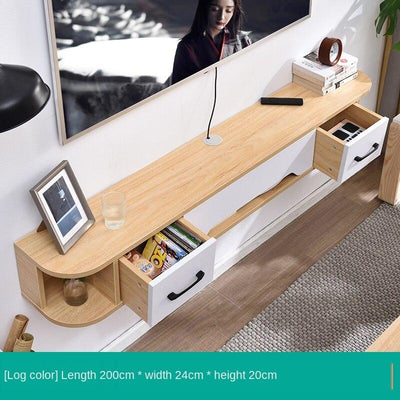 Cabinet Narrow Tv Solid Wall-mounted Wood Simple Modern Hanging Wall Bedroom Small Apartment Nordic