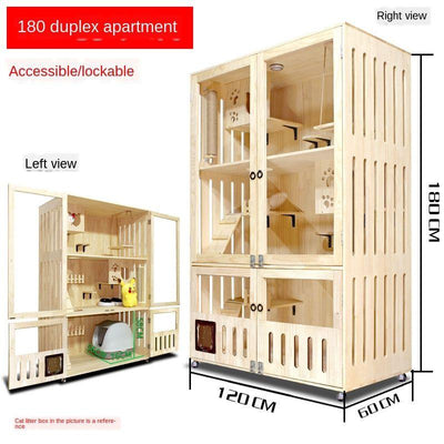 Cat Cage Villa Apartment Solid Wood With Climbing Rack House Dispaly Cabinet Four Seasons Universal