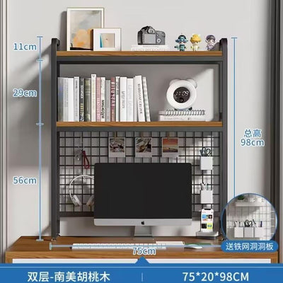 Desktop Shelf Desk Pegboard Wall Shelf Desktop With Grid Multi-layer Shelves Home Students Computer