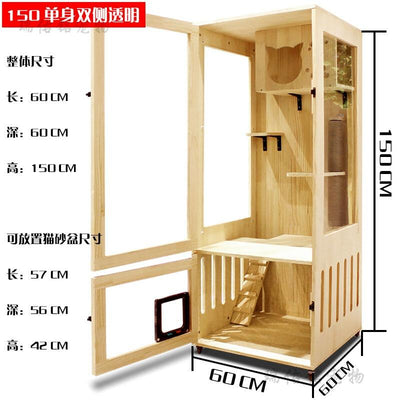 Cat Villa Cat House Pet Villa Four Seasons Universal Solid Wood Nest Closed Luxury Apartment