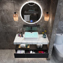 Marble Bathroom Cabinet Combined With Solid Wood Wash Basin Marble Washbasin