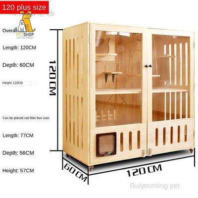 Cat Villa Cat House Pet Villa Four Seasons Universal Solid Wood Nest Closed Luxury Apartment