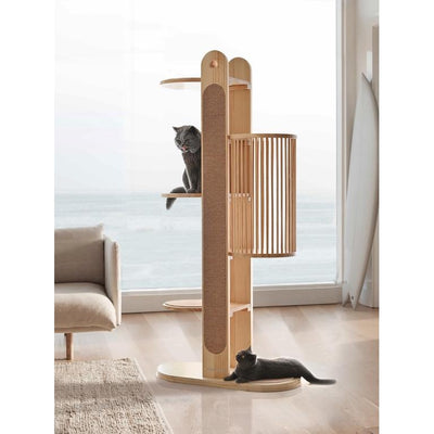 RUNPET Cat Condo Tree Climbing Solid Rack Wood Nest Integrated Limolimo Popsicle Large Japanese Net