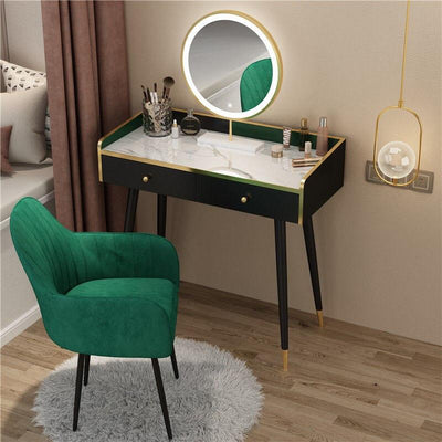 Nordic Dressing Table With Mirror Light Luxury Style Make Up Table Bedroom Storage Cabinet