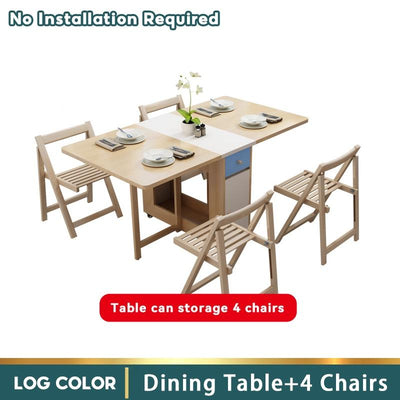 HQ Nordic Multifunctional Folding Dining Table And Chair Combination Modern Minimalist Family Home